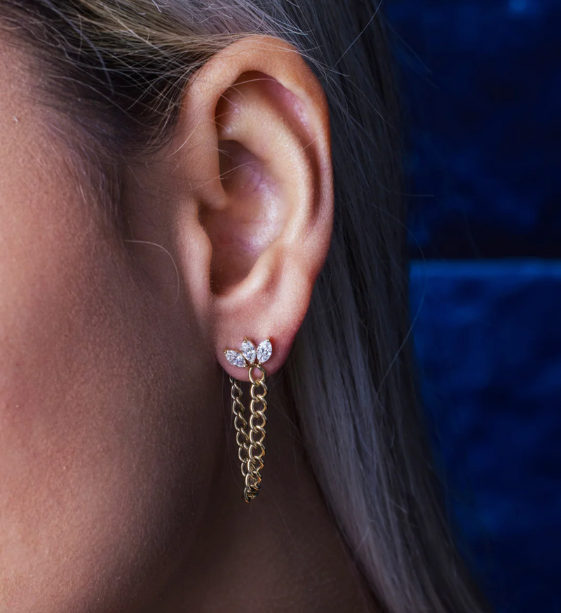 Trio Marquise Chain Earring