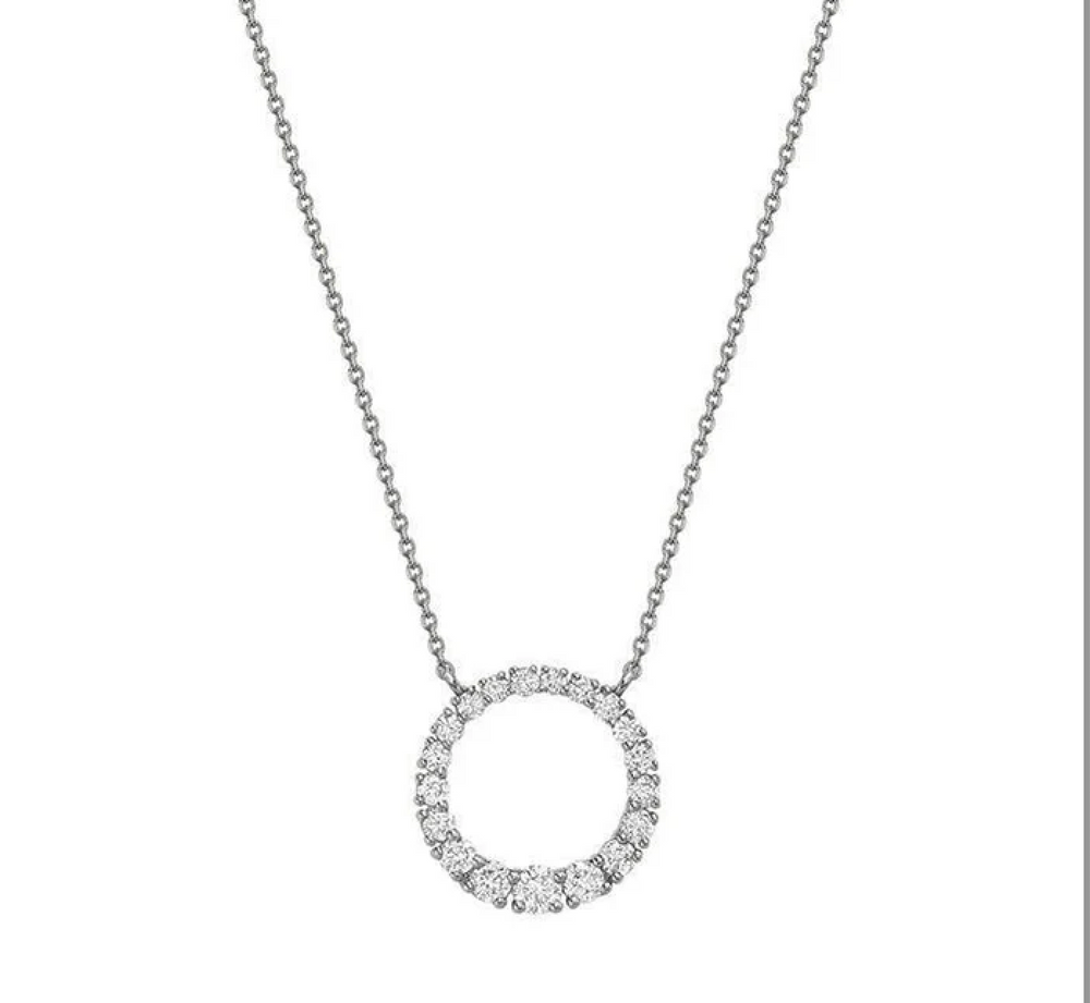 Graduated Circle of Life Necklace - 14K White Gold