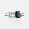 Bague Toi et Moi en saphir bleu ovale