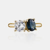 Bague Toi et Moi en saphir bleu ovale