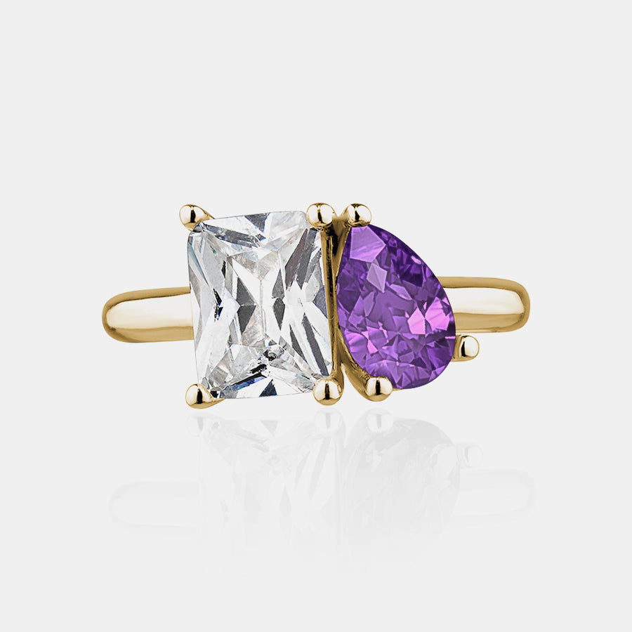 Bague Toi et Moi en émeraude et poire
