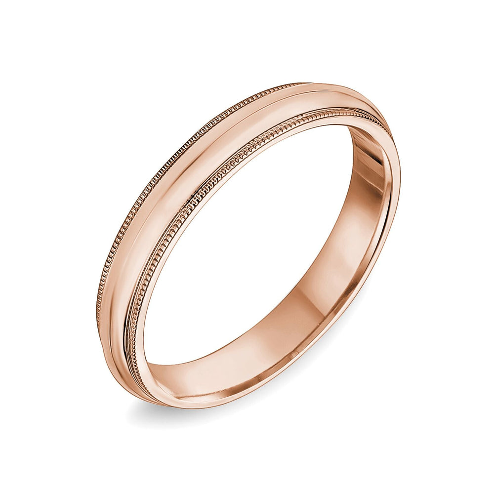 14K Classic Rounded Milgrain Edge Wedding Band - 14K Rose Gold