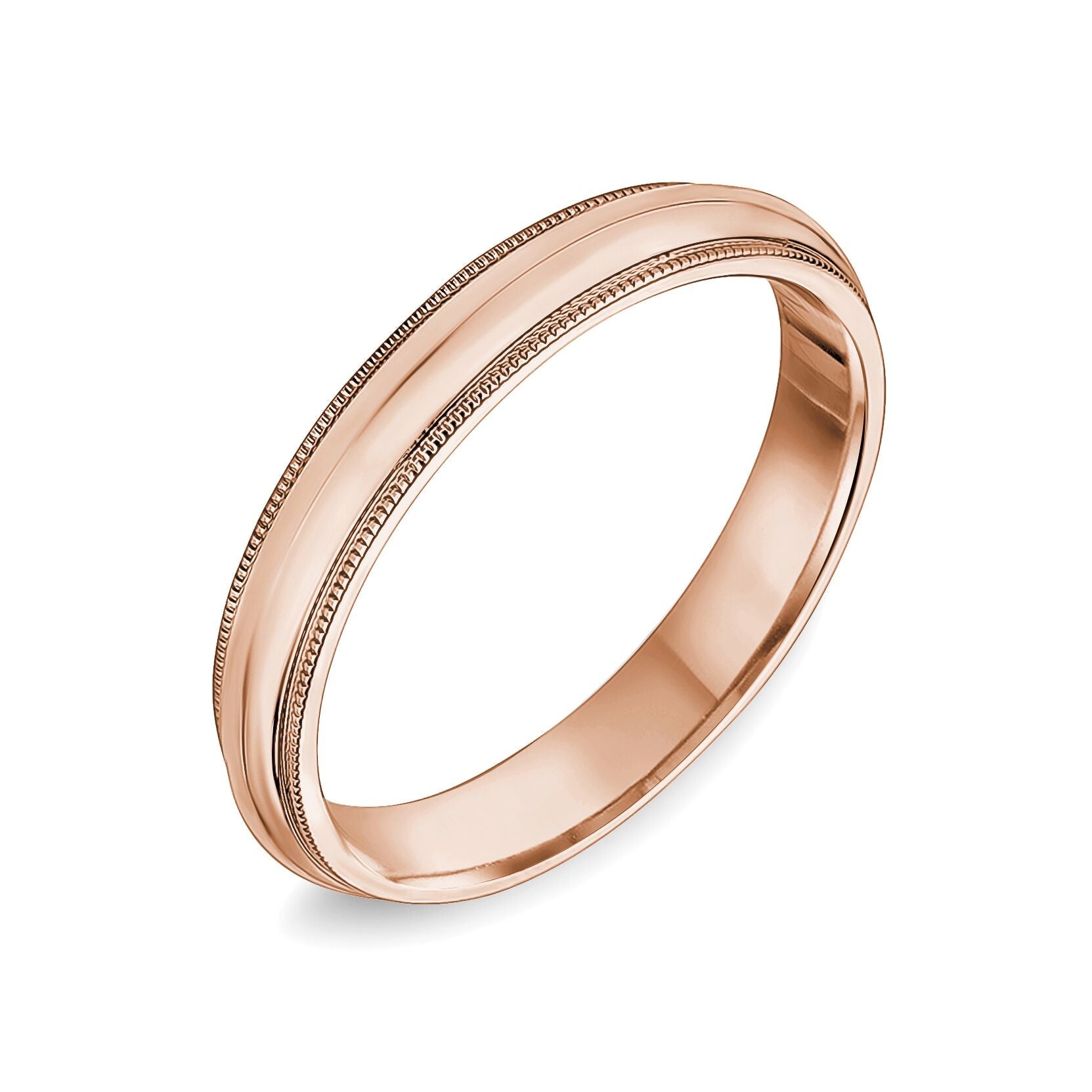 14K Classic Rounded Milgrain Edge Wedding Band