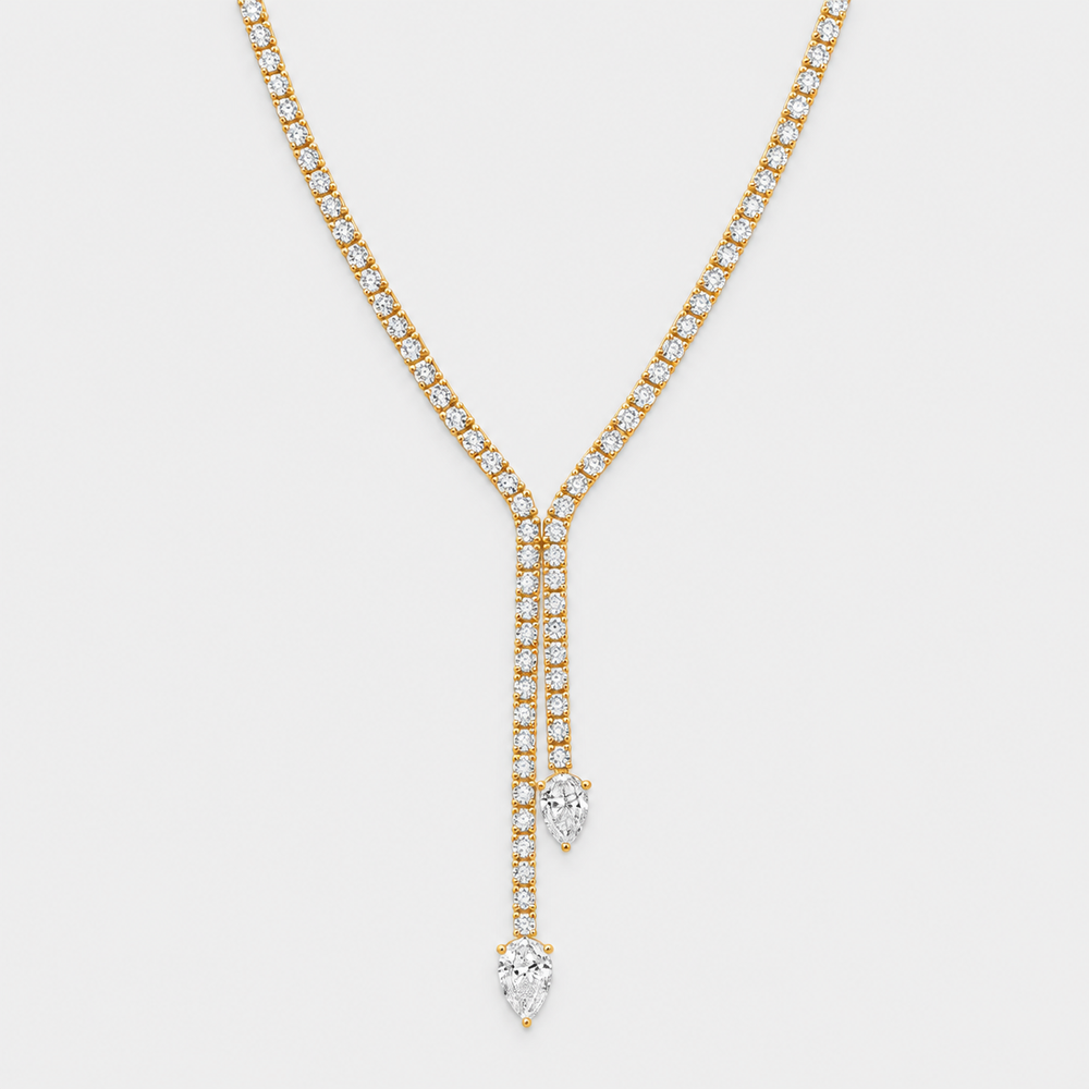 The Everly Pear Lariat - 14k Yellow gold