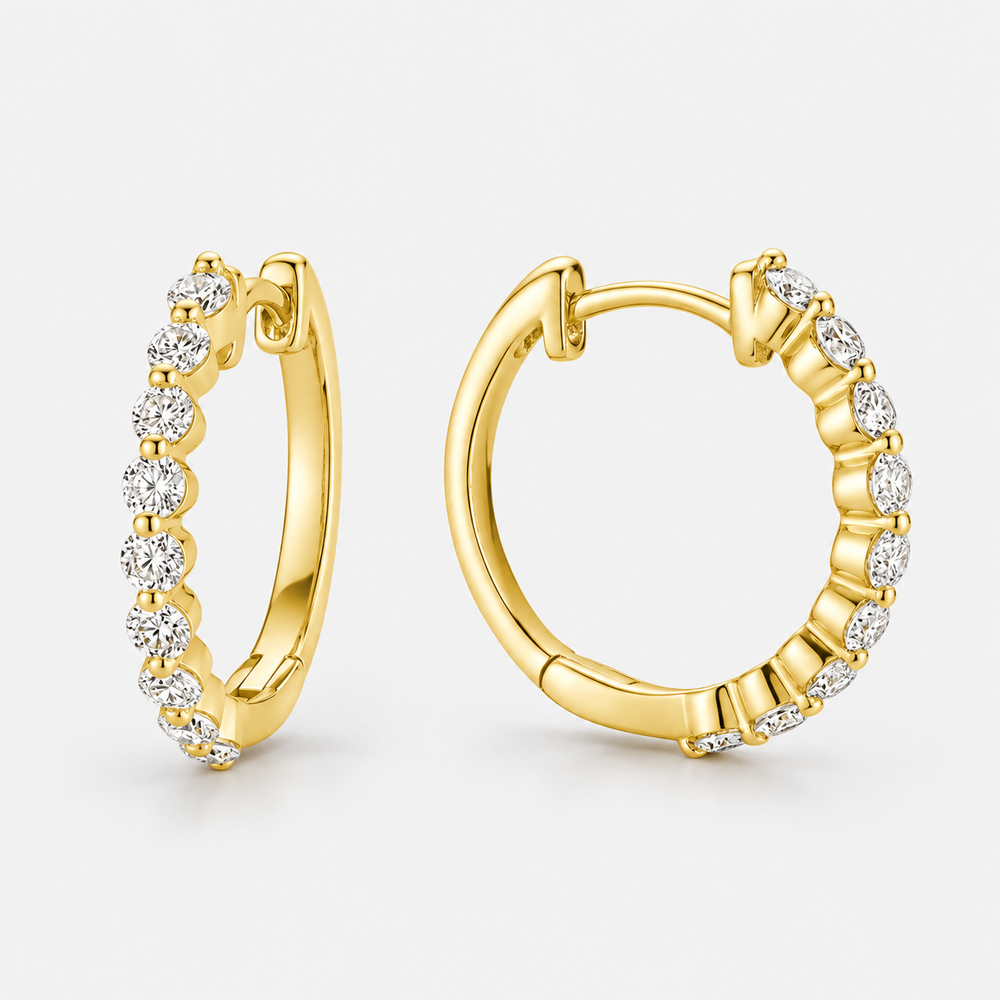 The Lab Grown Diamond Single Prong Huggies - 14K Yellow gold