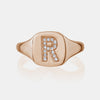 Bague de signet avec initiales en diamant