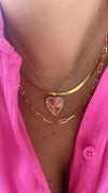 Collier à cœur cannelé en diamant