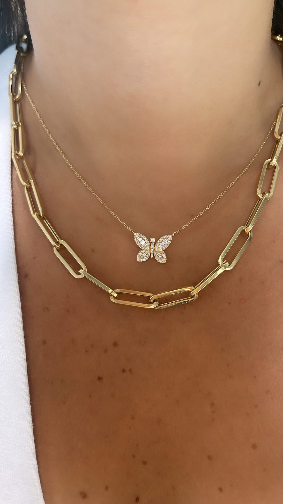 Diamond Baguette Butterfly Necklace