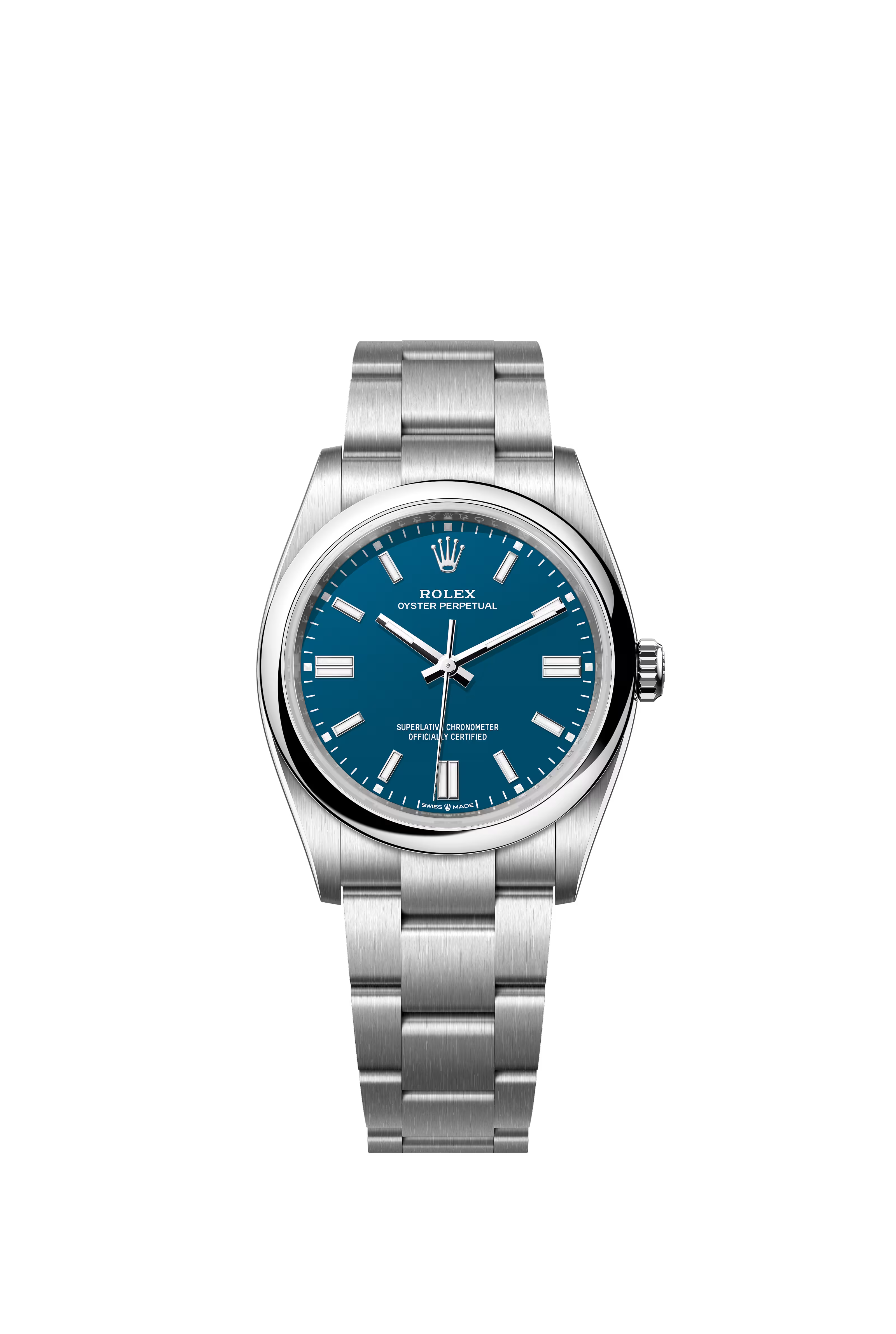 Rolex Oyster Perpetual 36mm in Oystersteel with a Med Blue Dial on oyster bracelet 126000/2026
