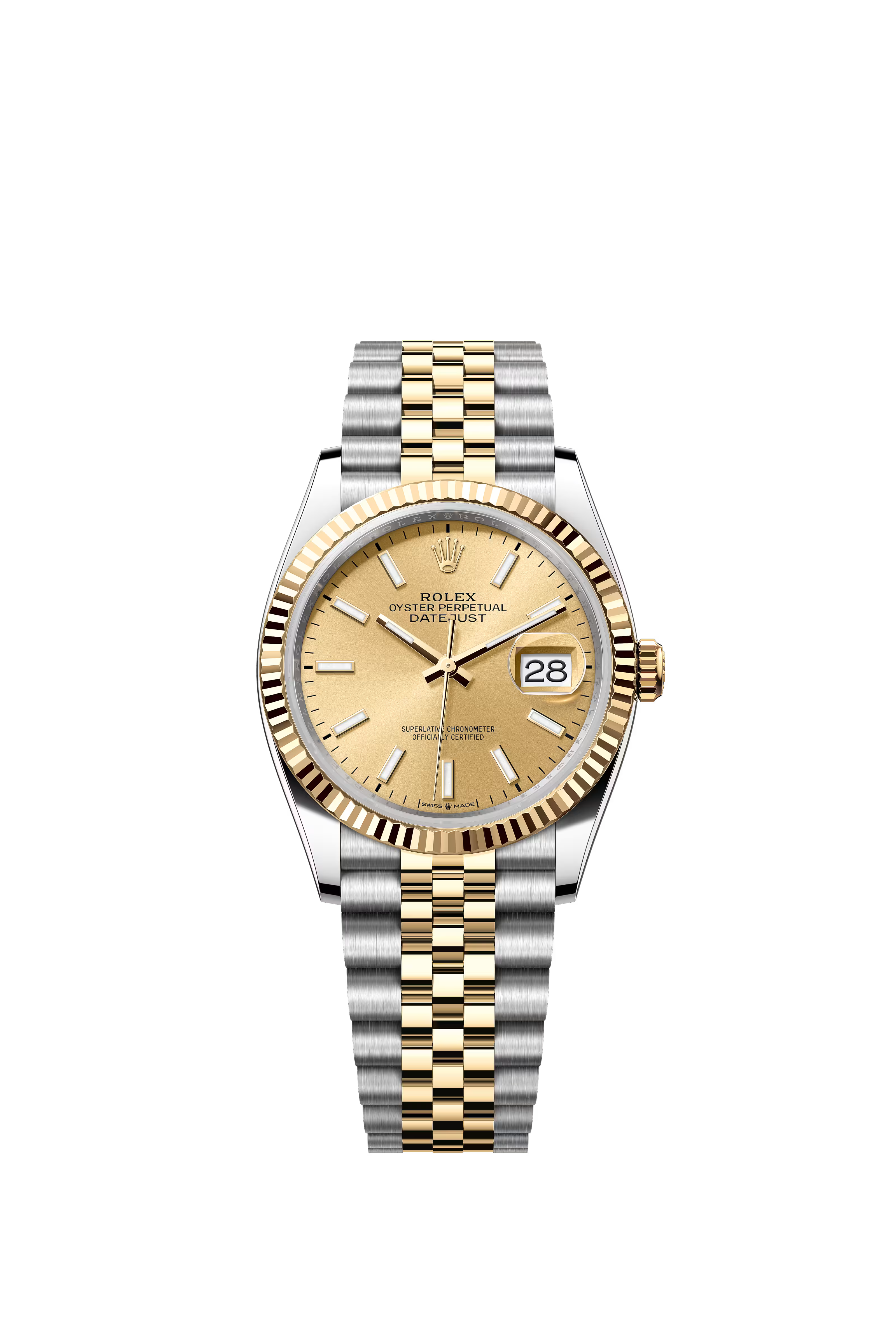 Rolex Datejust Two Tone Oystersteel and Yellow gold 36mm Champagne Stick Dial 126233/2019