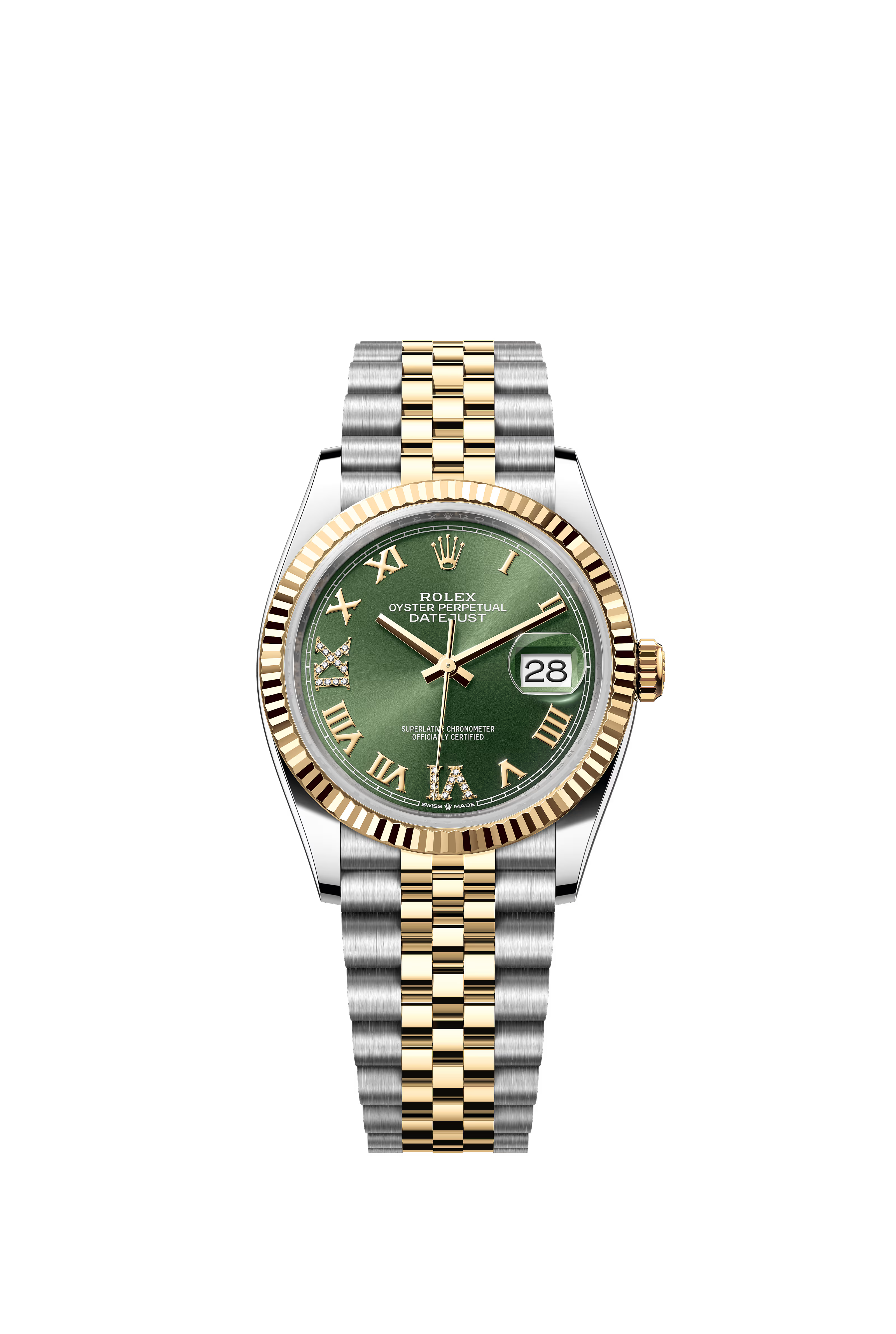 Rolex Datejust Two-Tone Yellow Gold Green Dial Diamond Six and Nine Jubilee Bracelet 36mm 126233/2025
