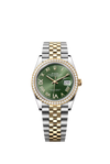 Rolex Datejust 36mm Oystersteel Yellow gold and Diamonds Green Roman Numeral face on Jubliee bracelet 126283RBR/2022