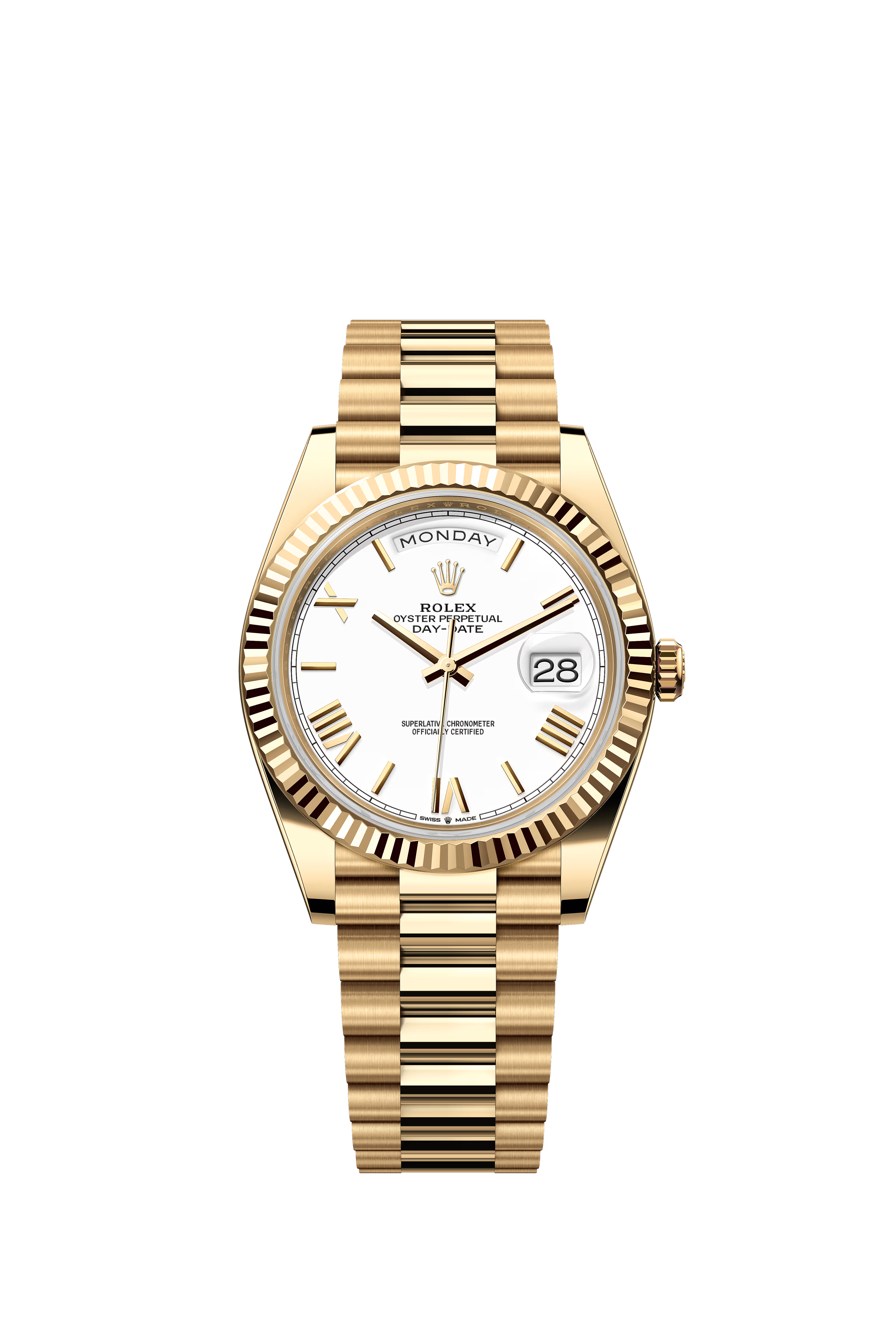 Rolex Day-Date Yellow Gold White Stick Dial Jubilee Bracelet 40mm 228238/2023