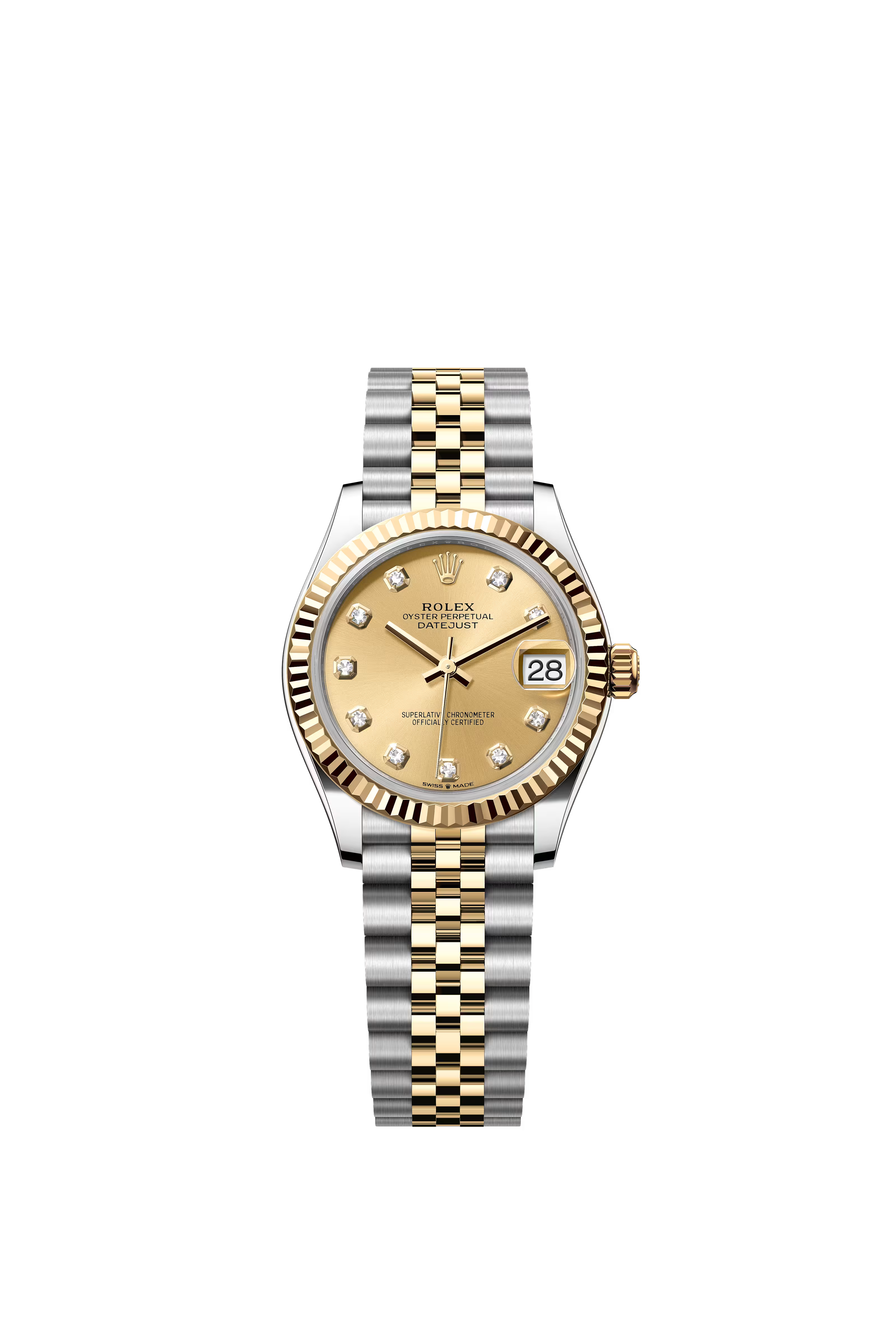 Rolex Datejust 31mm Two-Tone Yellow Champagne Diamond Dial, Fluted Bezel, Jubilee Bracelet 278273/2026