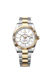 Sky-dweller Two Tone Yellow gold Fluted bezel and White stick dial on Oyster bracelet 42mm 326933/2021