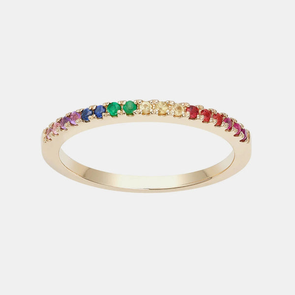 Stackable Rainbow Ring 14K Yellow Gold 7.0