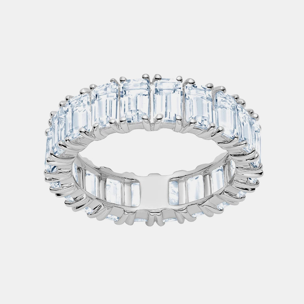 White Topaz Emerald Cut Eternity Ring
