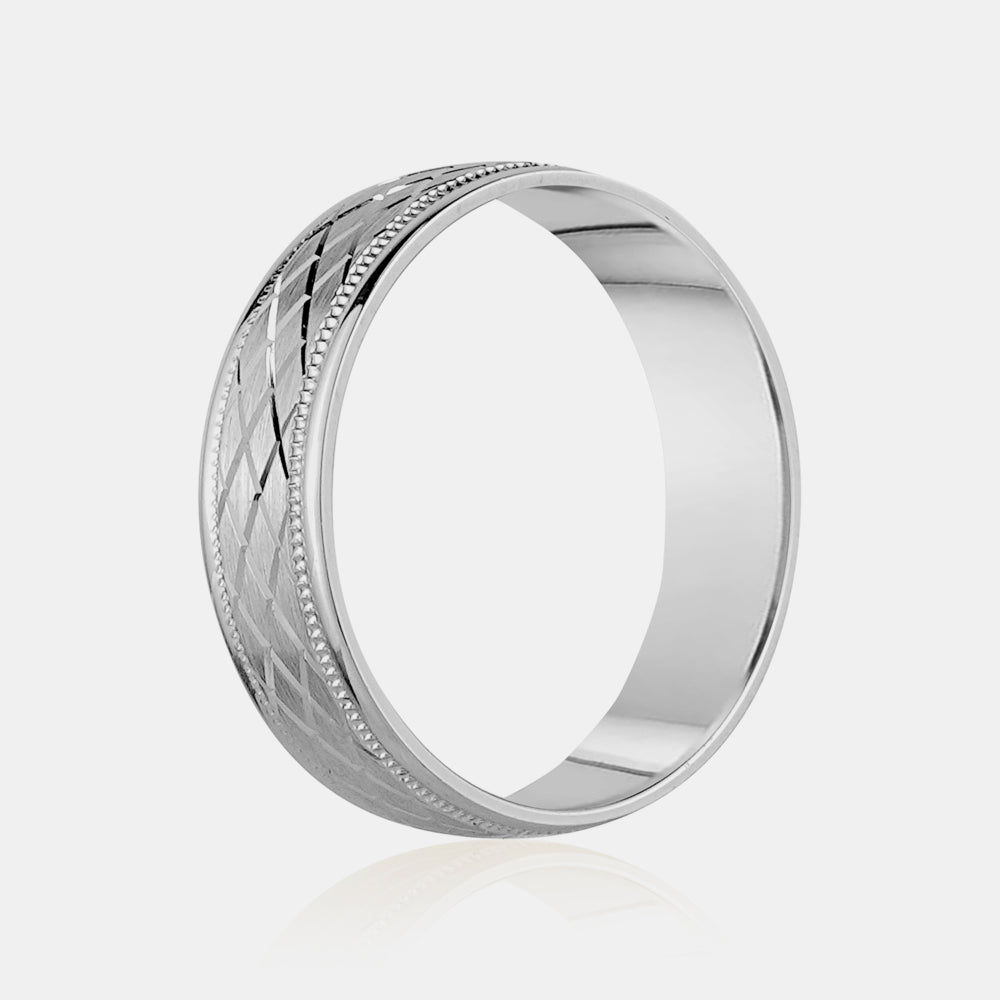 10K Diamond Shape Milgrain Edge Wedding Band