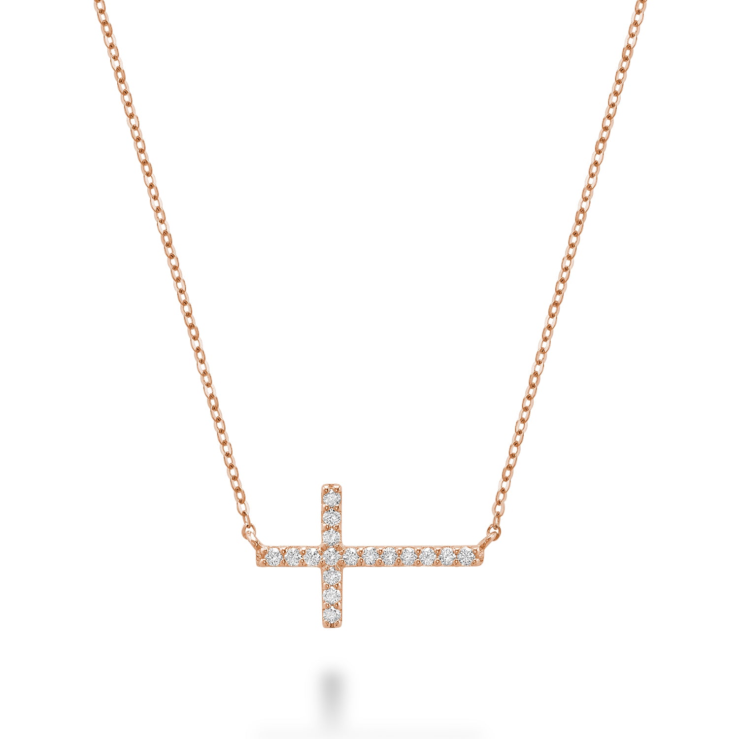 Slanted Diamond Cross Necklace