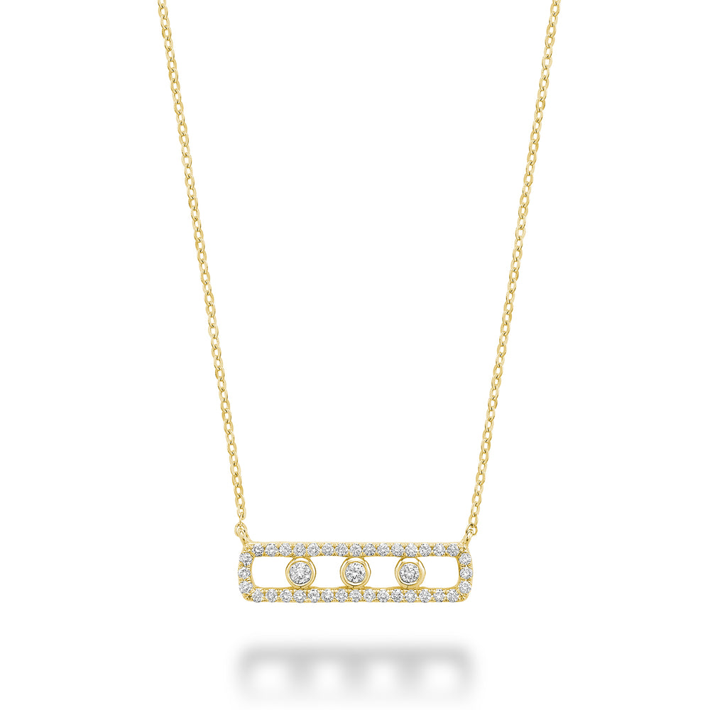 Three Stone Diamond Necklace - 14K Yellow Gold