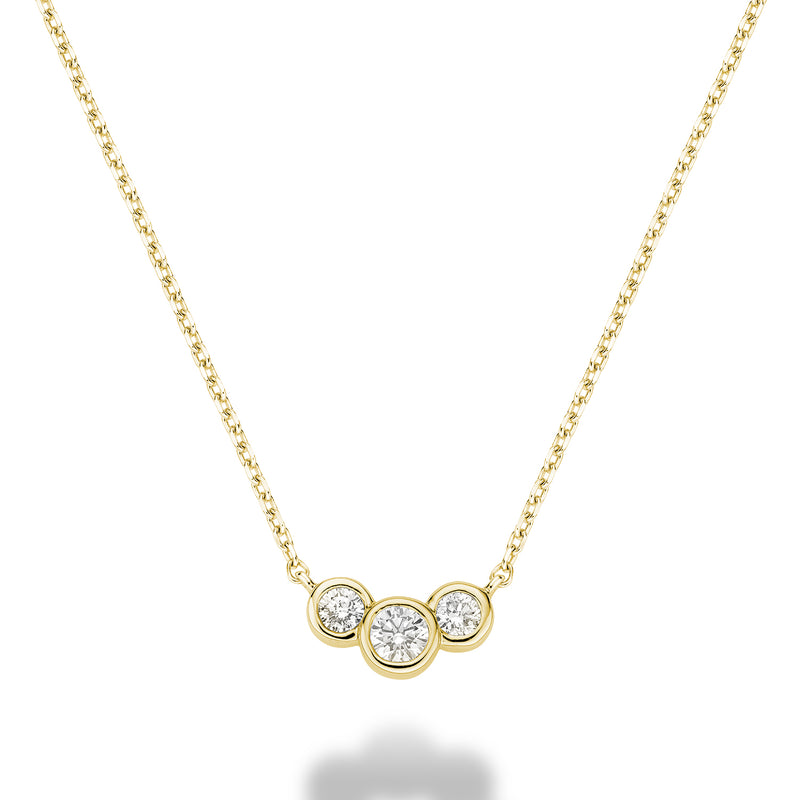 3 Graduated Diamond Bezel Necklace