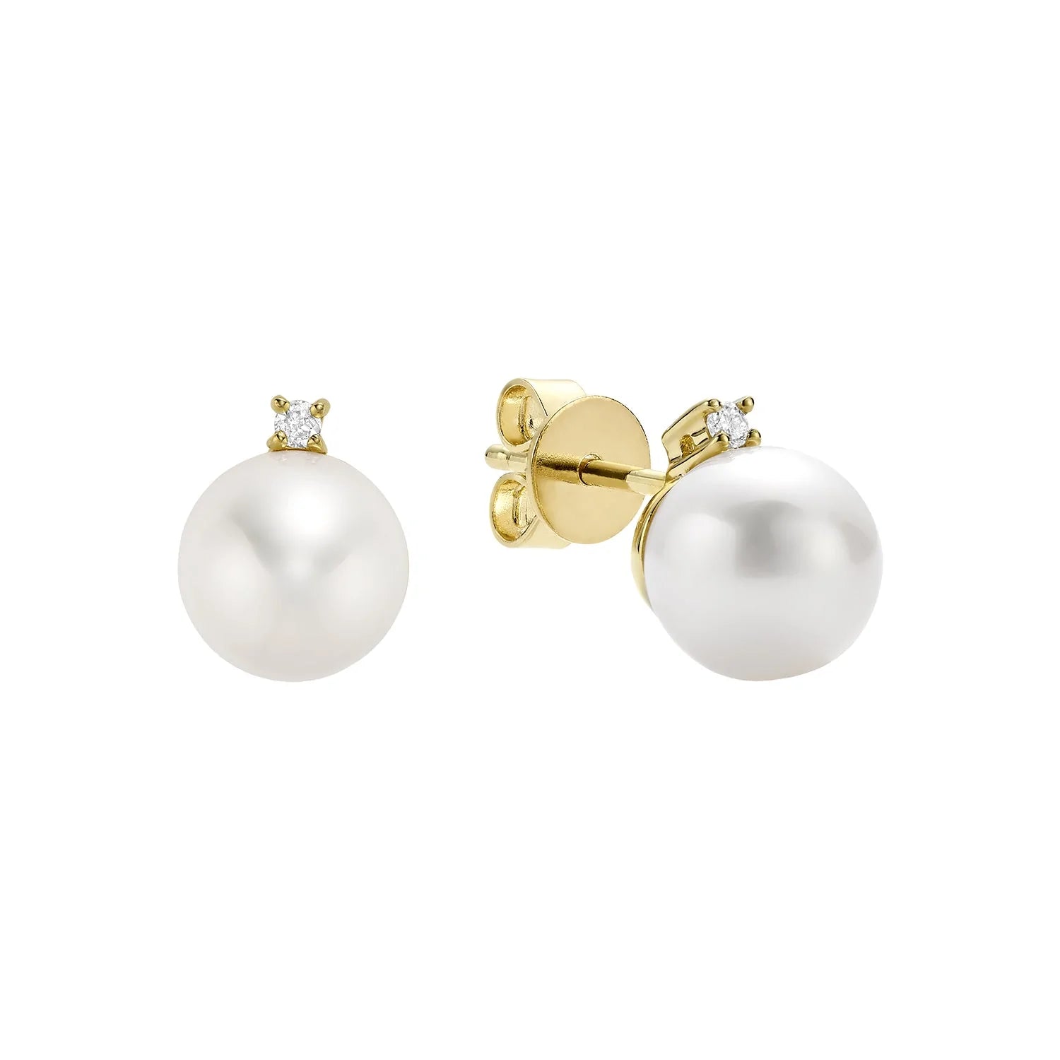 Cultured Freshwater Pearl and Diamond Studs