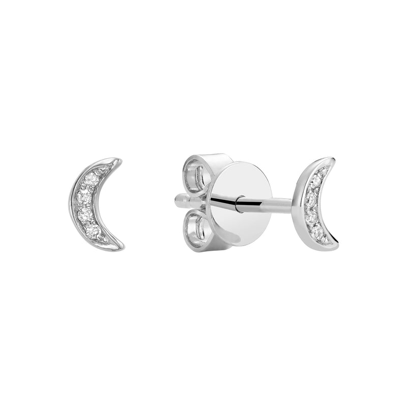 Diamond Mini Half Moon Studs