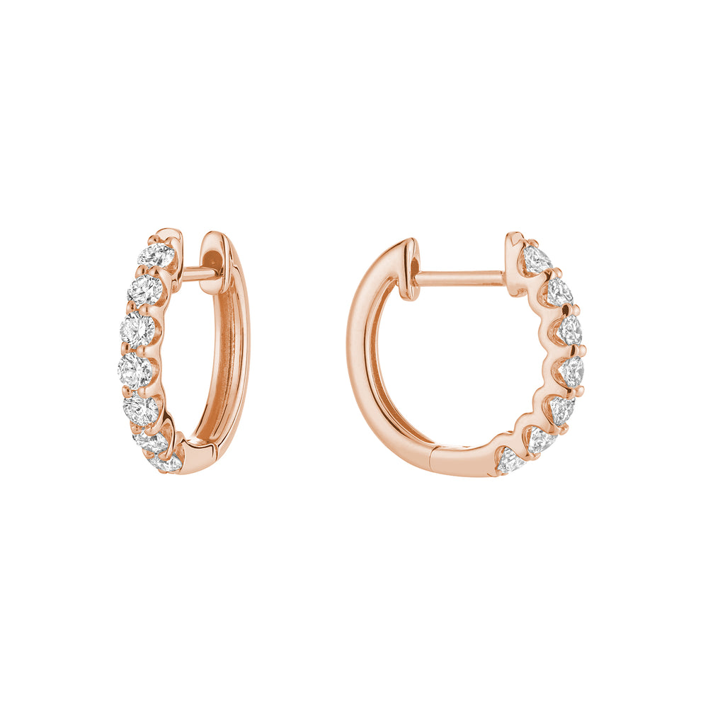 Diamond U-Shape Huggies - 14K Rose Gold