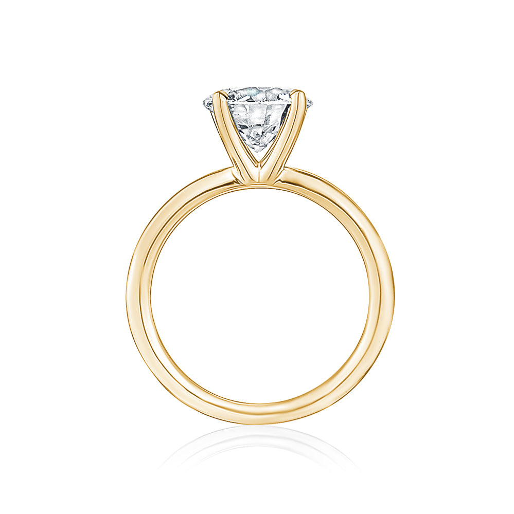Bague Solitaire Classique avec Anneau en Or Jaune 