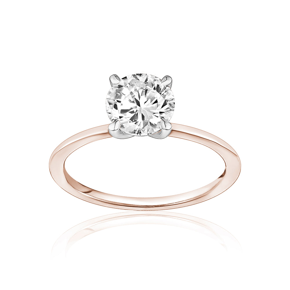 Classic Solitaire Ring with a Rose Gold Band