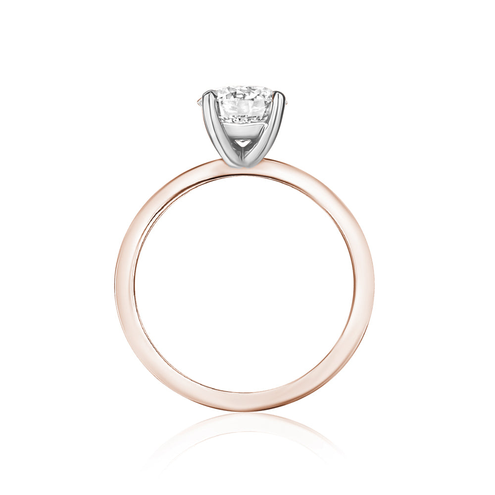 Classic Solitaire Ring with a Rose Gold Band