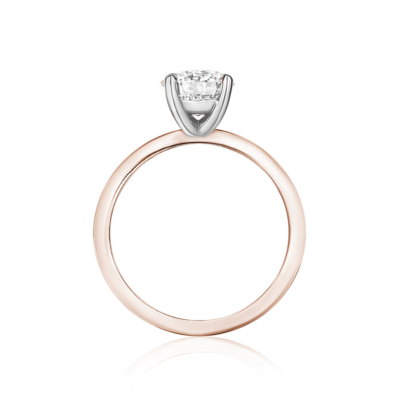 Classic Solitaire Ring with a Rose Gold Band