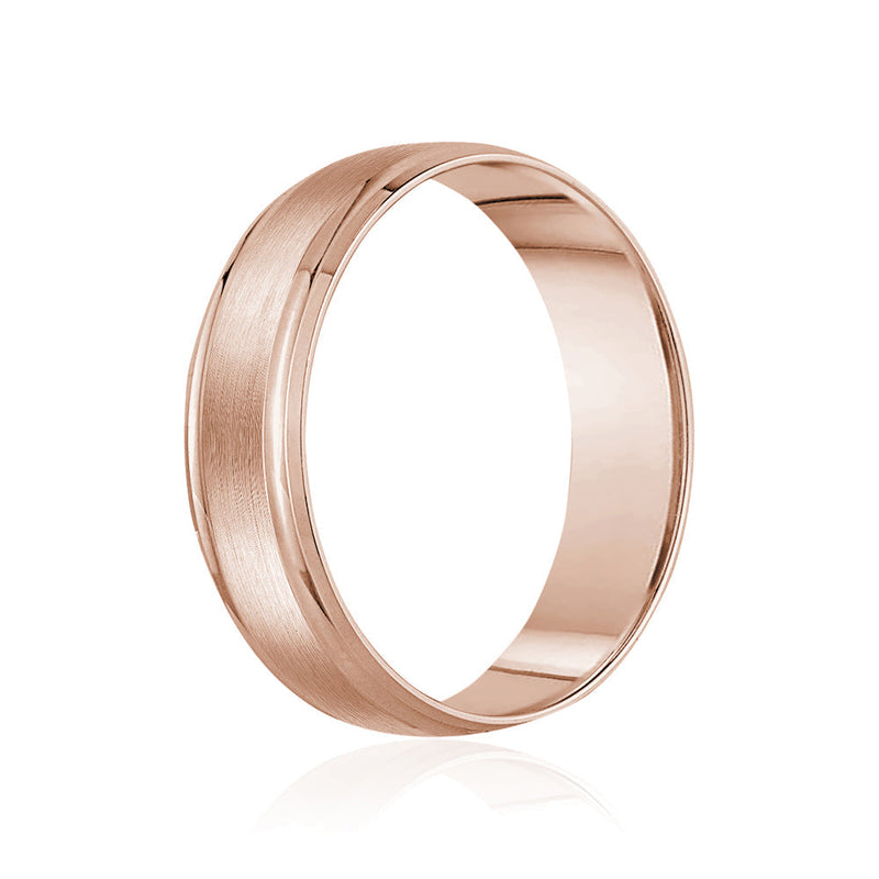 18K High Polished Rounded Beveled Edge Wedding Band