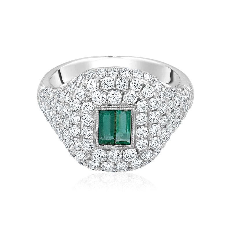 Green Emerald Baguette Ring