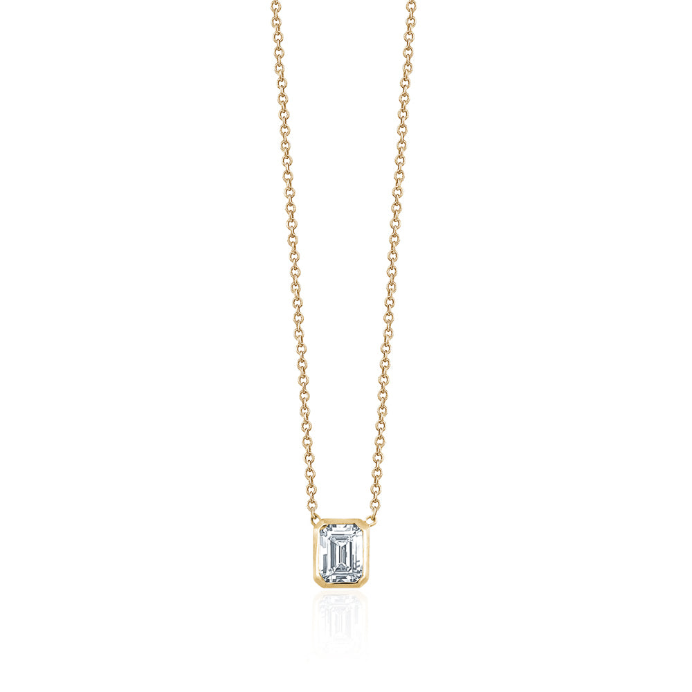 Diamond Emerald Cut Bezel Necklace