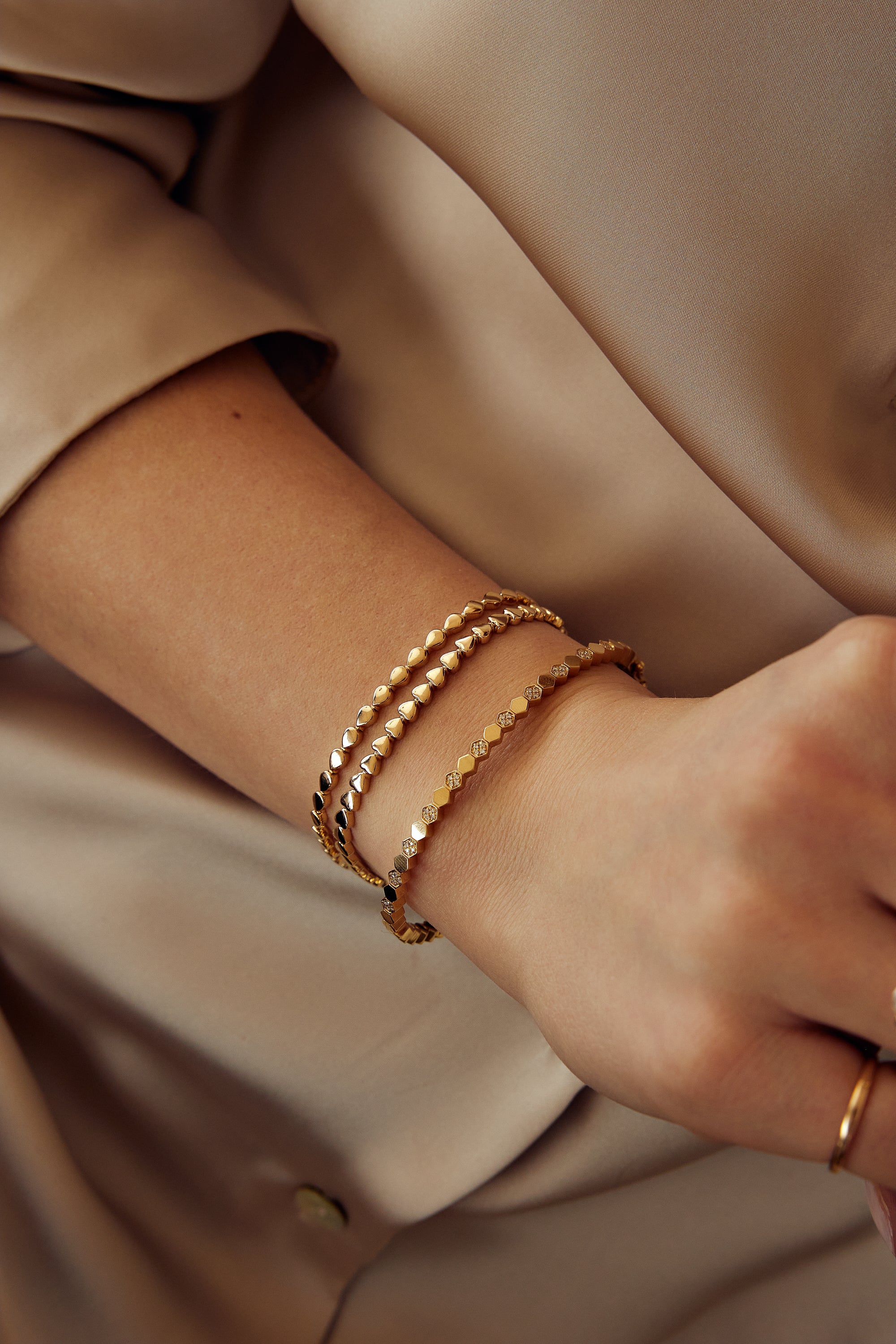 Solid Gold Pear Shape Bracelet
