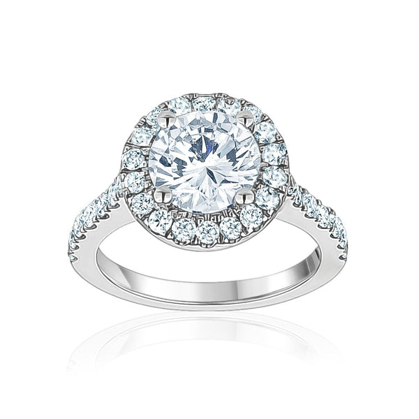 Round Diamond with Halo Engagement Ring