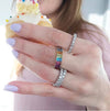 Bague d'Éternité Arc-en-Ciel Coupe Émeraude