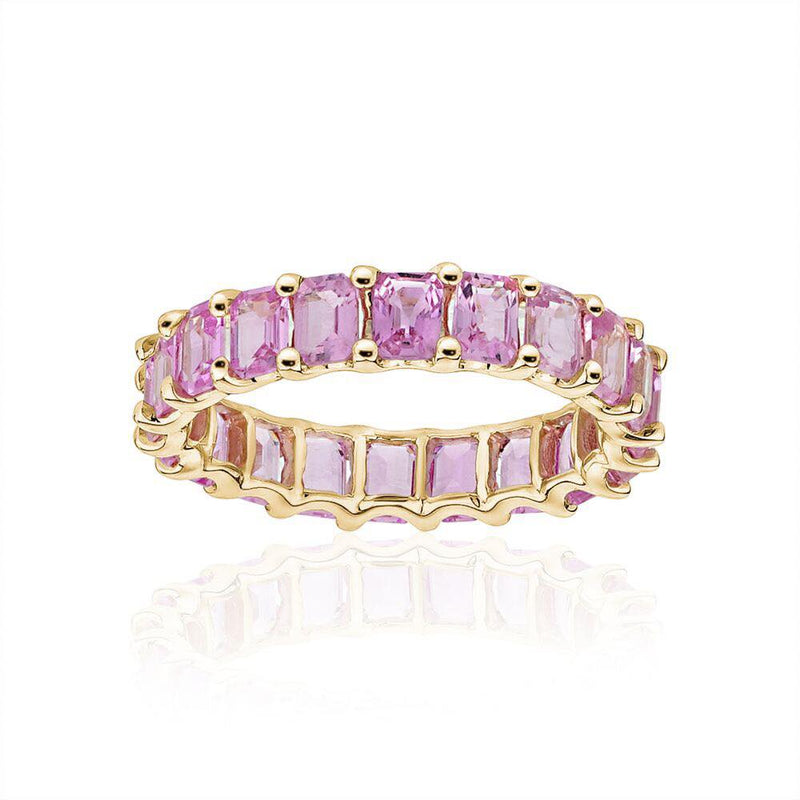 Petite Emerald Cut Pink Sapphire Band