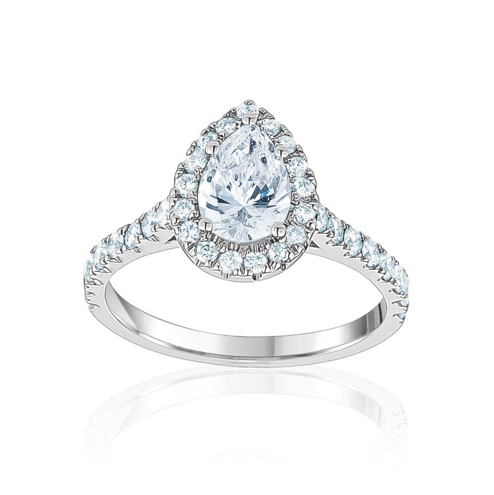 Pear with Halo Engagement Ring
