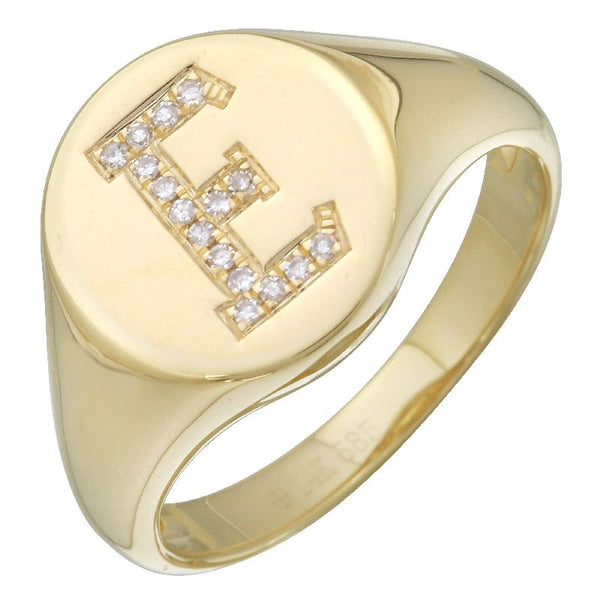Initial Round Signet Ring