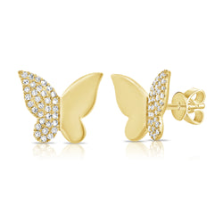 Half Gold Half Pavé Butterfly Studs