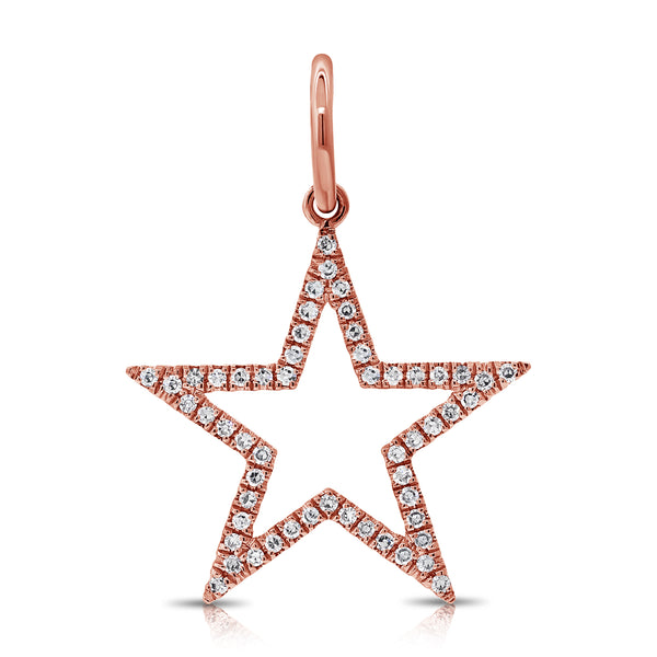 Diamond Open Star Charm