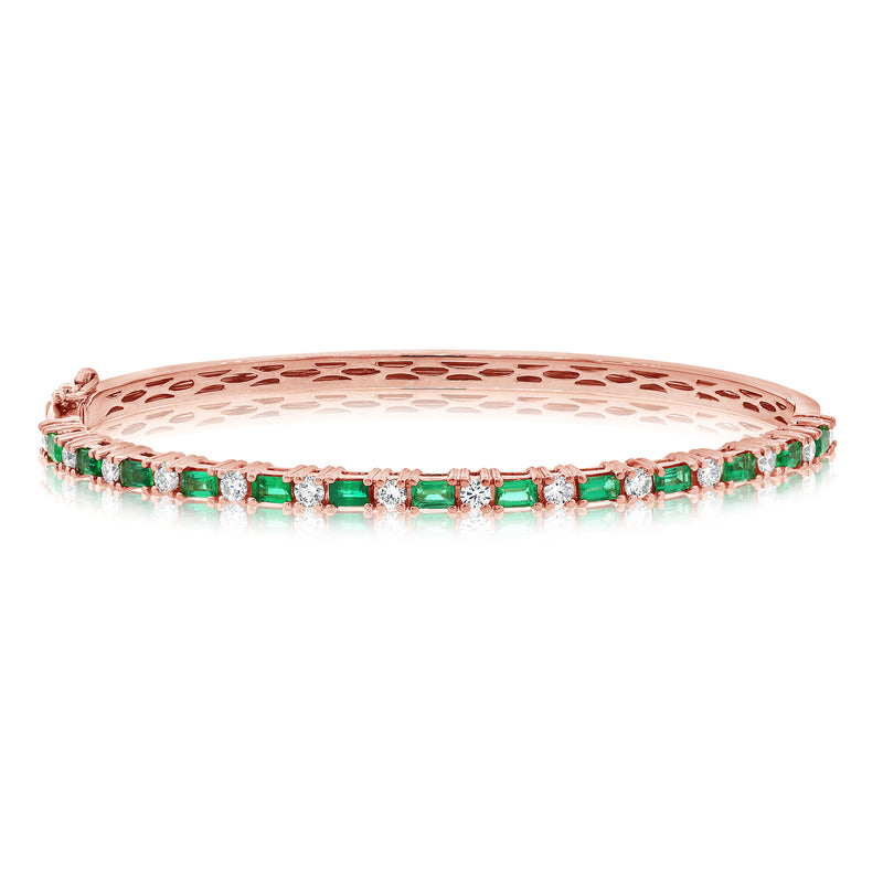 Half Diamonds Half Emerald Bangle