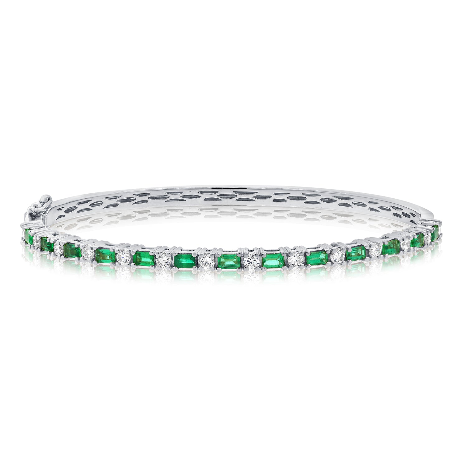 Half Diamond Half Emerald Bangle