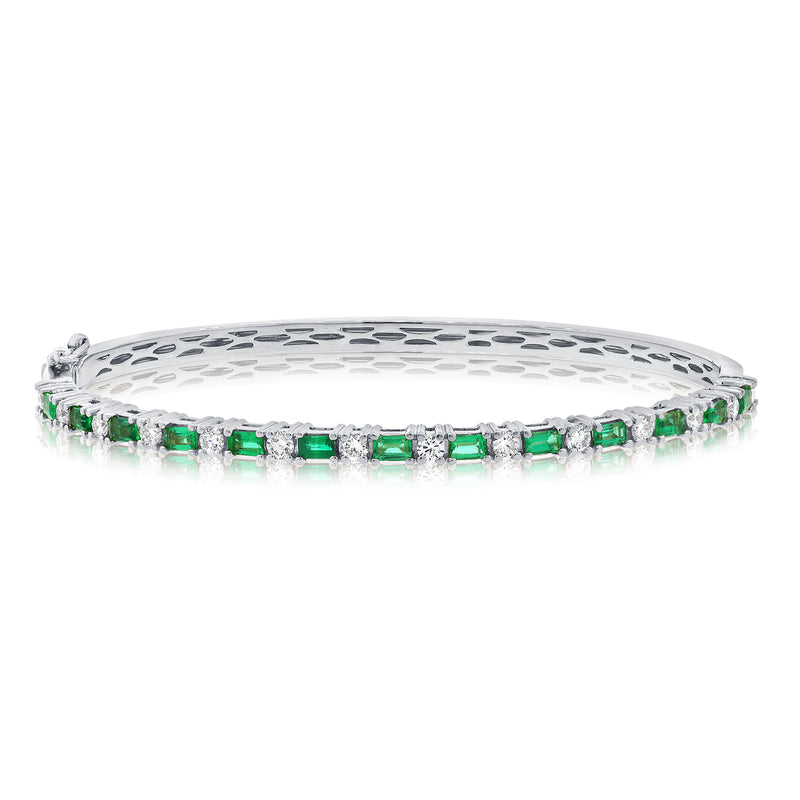 Half Diamonds Half Emerald Bangle