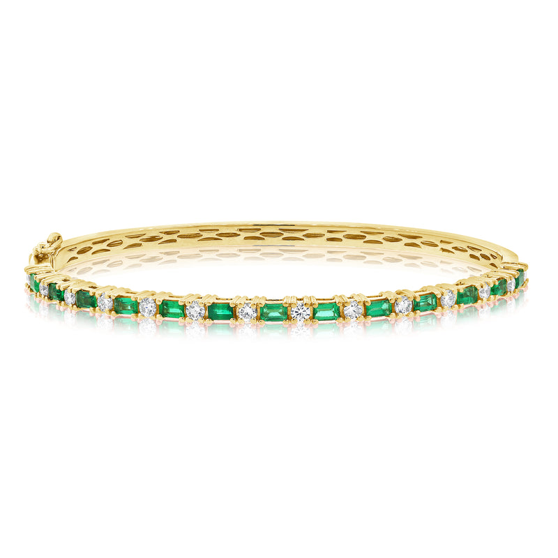 Half Diamonds Half Emerald Bangle