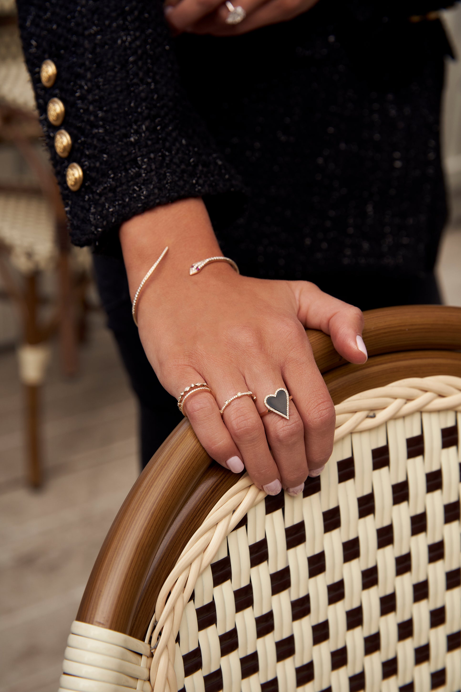 Bague de Coeur en Diamant Noir 