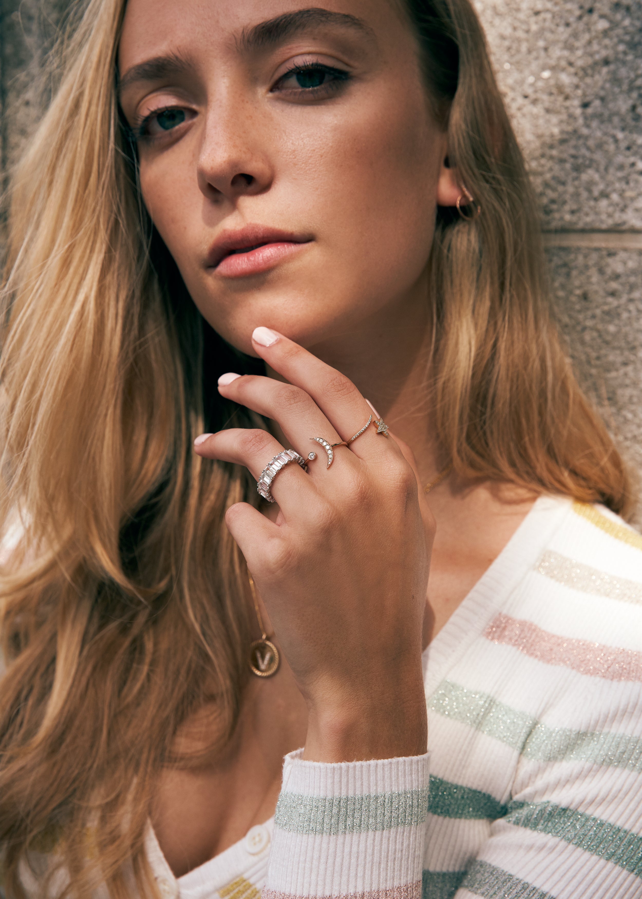 Diamond Crescent Moon Ring