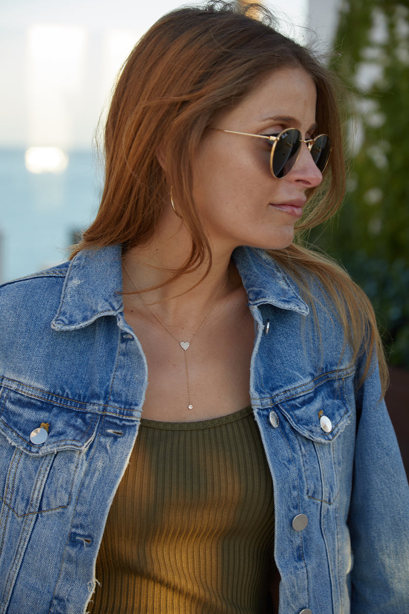 Dangling Diamond Heart Necklace